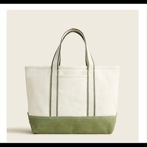 J Crew Medium Tote Bag - Montauk Style - Natural Green NWT